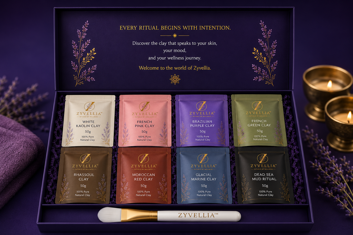 ✨ Zyvellia Discovery Ritual Set™ | 8 Premium Clay Rituals + Complimentary Facial Mask Applicator